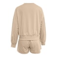 thumbnail image 5 of Wyongtao Women 2 Piece Sweatsuits Long Sleeve Pullover Shorts Casual Loose Lounge Sets Tracksuit,Khaki XXL, 5 of 9