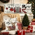 thumbnail image 4 of Lunxisen 16 Pcs Christmas Throw Pillow Covers, Xmas Decorations Cushion, Retro Santa Claus Pillowcase, Winter Holiday Decorative Pillow Case, Indoor Home Bedroom Couch Decor, 4 of 9