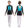 thumbnail image 3 of Aislor Kids Girls Shiny Rhinestones Gymnastic Long Sleeve Leotard with Shorts Skating Dancewear Light Blue 8, 3 of 7