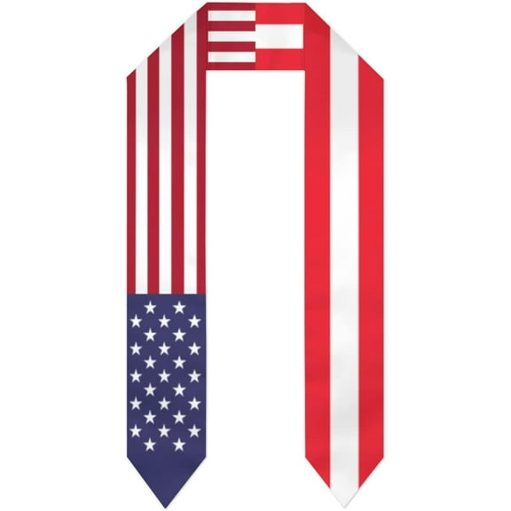 Austria & USA United States Flag Graduation Stole International Student Stole Pride Shawls Unisex