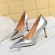 thumbnail image 2 of Zapatos de tacón alto profesionales, delgados y sexys, con punta puntiaguda y boca baja de cuero lacado brillante estilo mujer, 2 of 5