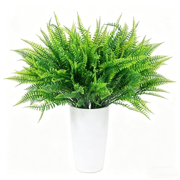 Coolmade 4 Pack Artificial Boston Fern Plants Faux Greenery Shrubs for Indoor Outdoor Home Office Garden Decor