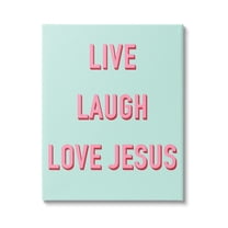Stupell Industries Live Laugh Love Jesus Phrase Religious Painting Gallery Wrapped Canvas Print Wall Art