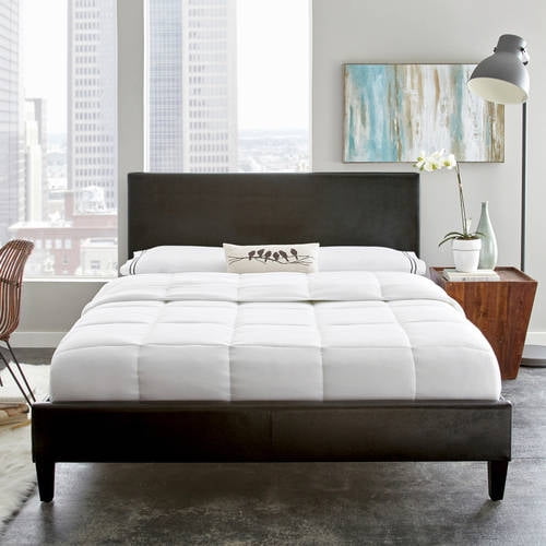 Premier Zurich Faux Leather Queen Black Upholstered Platform Bed Frame