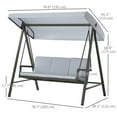 thumbnail image 3 of Outsunny 3 Seater Patio Swing Chair, Outdoor Swing Seat, Light Grey, 3 of 9