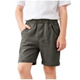thumbnail image 7 of qucoqpe Boys Summer Casual Shorts Trendy Elastic Waist Comfy Straight Leg Loose Cuffed Hems Solid Color Buttons Shorts for Kids with Pockets, 7 of 7