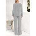 thumbnail image 3 of PRETTYGARDEN Women's 2 Piece Lounge Sets Ribbed Knit Long Sleeve V Neck Pullover Tops Wide Leg Pants Spring Fall Outfits, 3 of 9