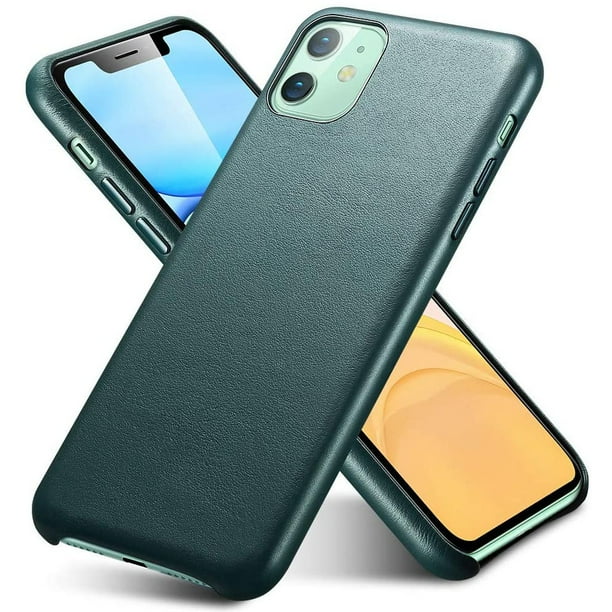 Premium Leather Case Compatible With Iphone 11 Slim Full Leather Phone Case Supports Wireless Charging Scratch Resistant Protective Case For Iphone 11 6 1 Dark Green Walmart Com Walmart Com