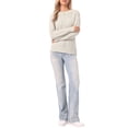 thumbnail image 2 of INSPIRE CHIC Cable Knit Sweater for Women's Round Neck Drop-Shoulder Long Sleeve Casual Fall Winter Sweater L Apricot, 2 of 6
