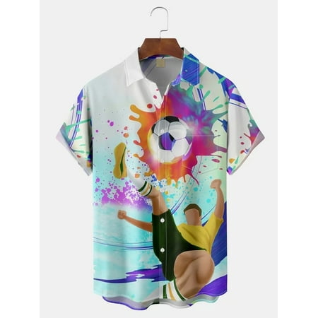 

MLFU Big & Tall Men Hawaiian Shirt Button Down Short Sleeve Funny Comfortable Tees with Pocket Bowling Shirts Up to 8XL