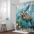 thumbnail image 3 of Retro Sea Turtles Bathroom Shower Curtain, Oceans Sea Stars Corals Waterproof Washable Soft Bath Curtain for Bathtub Decor with 12 Hooks&Grommet, 36x72 Inch, 3 of 9