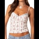 thumbnail image 2 of Camisola de Floral Y2K para Mujer, Top Corto con Tirantes Finos y Corte Bajo, Estampado Floral de Patchwork, Transparente. M, 2 of 9