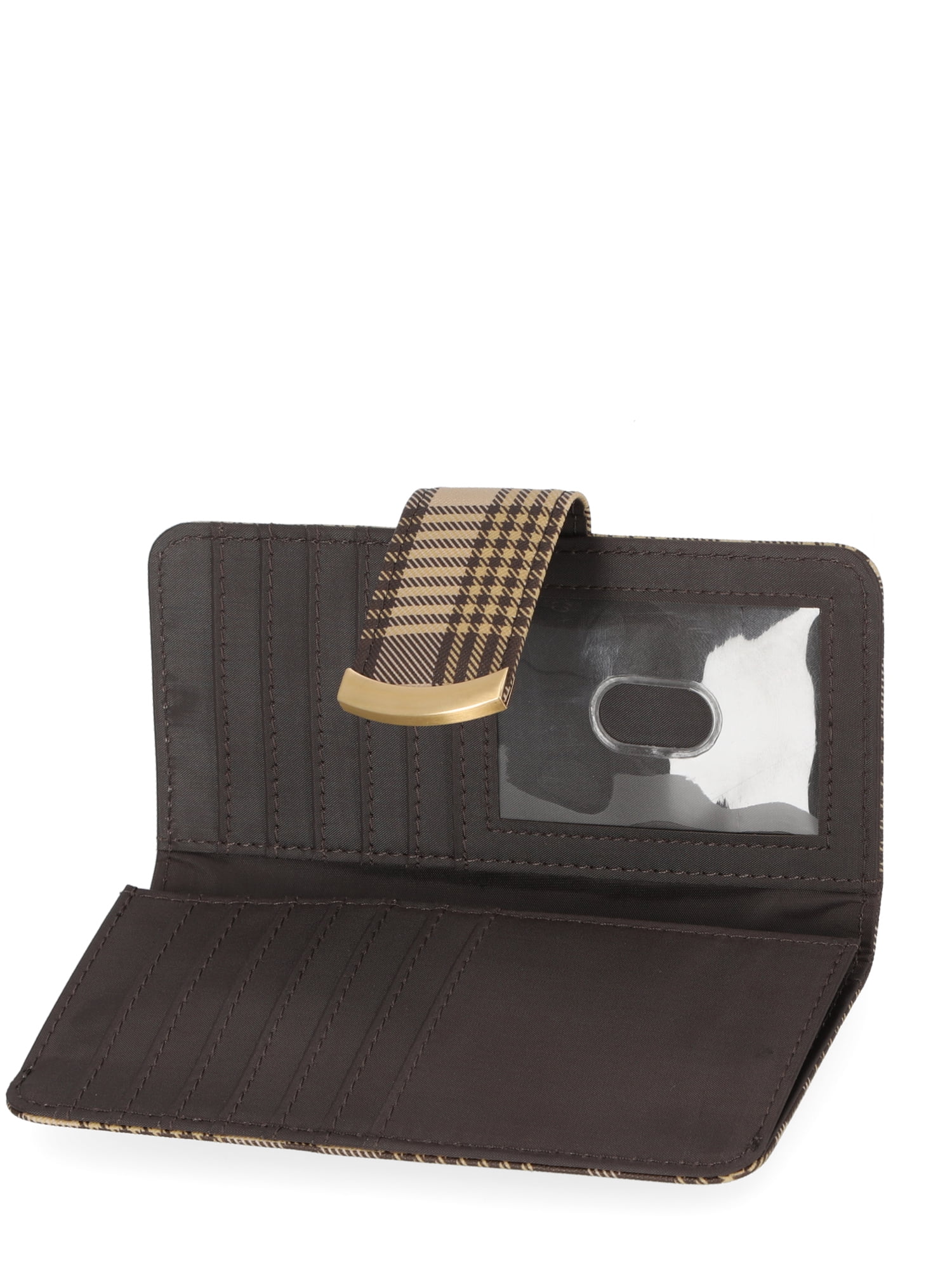 Time and Tru Women's Alexandra Slim Tab Wallet, Plaid Print