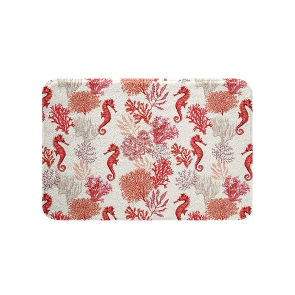 Seahorse Bathroom Rug Mat,20"x32" Pink Coral Plush Bathroom Decor,Non Slip Soft Shaggy Microfiber Bath Mats for Tub Shower,Bathroom,Bedroom,Absorbent Water and Machine Washable