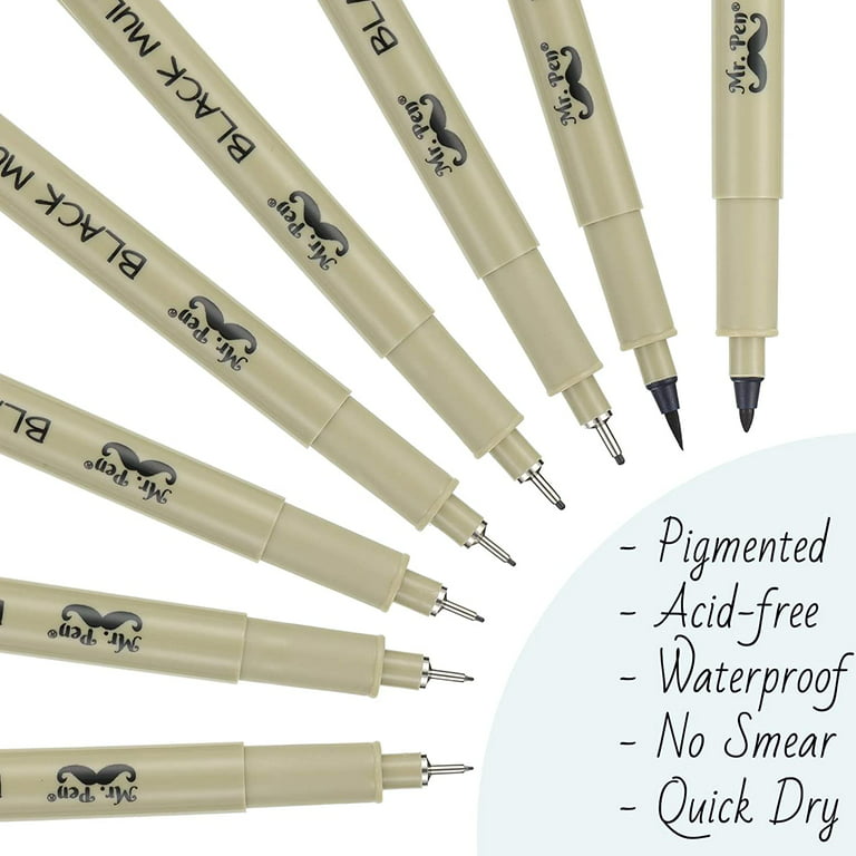Mr. Pen- Drawing Pens for Artists, 8 Pack Black Multiliner/Fineliner Micro  Anime / Sketch Pens, Line Art /Inking Pens, Fine Point Bible Journaling