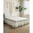 thumbnail image 2 of Hummingbird Wrap Around Bed Skirts for King Bed 18" Drop,Bed Skirt with Adjustable Elastic Belt Dust Ruffle Bed Valance for Bedroom Hotel Sage Green Botanical Leaf Vintage Botanical Bed Frame Cover, 2 of 7