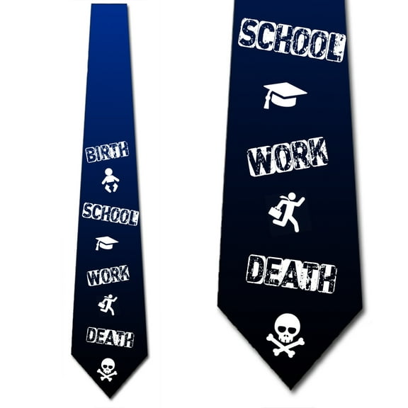 Funny Life Ties Mens Novelty Navy Necktie by Three Rooker