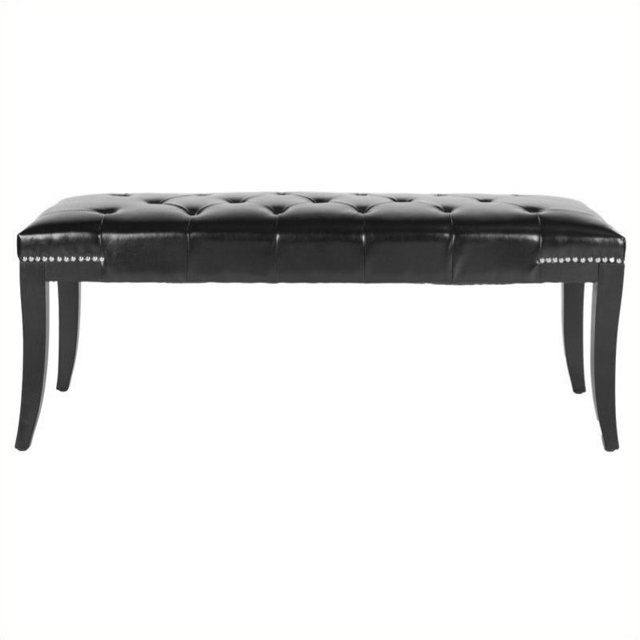 Hawthorne Collection Birch Wood Bench in Black