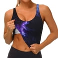 thumbnail image 3 of Fotbe Purple And Blue Nebula Sujetador Deportivo Largo sin Aros para Mujer con Almohadillas y Soporte Medio, Transpirable y Absorbente, Camiseta Tipo Chaleco o Tank Top-X-Large, 3 of 8