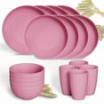thumbnail image 2 of 16pcs Unbreakable Wheat Straw Dinnerware Sets, Lightweight Plates Cups And Bowls Sets, Dishwasher Microwave Safe, For RV Outdoor Camping, 2 of 5