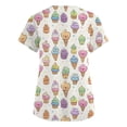 thumbnail image 4 of Dweltoz Print Scrub Top for Women Short Sleeve Soft Stretch Shirts Classic Fit V Neck Tops Wrinkle-Resist Breathable Scrubs With Pockets,Complexion 3XL, 4 of 5