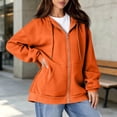thumbnail image 2 of Resicozy Womens Zip Up Hoodies 2026 Long Sleeve Fall Winter Oversized Sweatshirts Zipper Oversized Cute Jackets with Pockets Saffron 2XL, 2 of 4