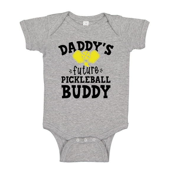Daddy's Future Pickleball Buddy Baby Bodysuit One Piece NB Athletic Heather