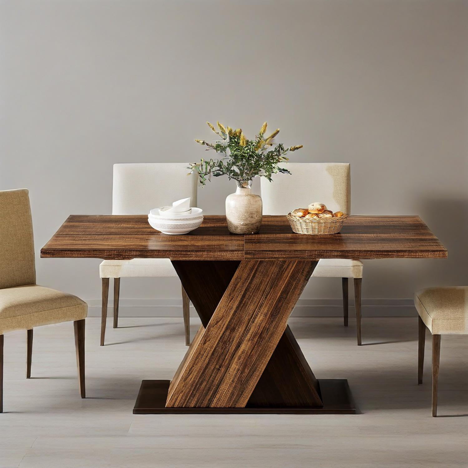 Dining Table, Dark Wood Finish, Farmhouse Style, Seats 4