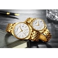thumbnail image 3 of Men's Luxury Analog Quartz Gold Wrist Watches Business Stainless Steel Band Dress Wrist Watch Classic Calendar Date Window 3ATM Water Resistant, 3 of 5