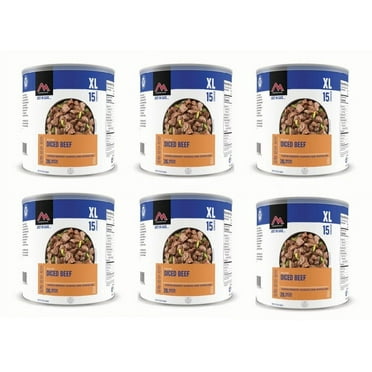 (6 Cans Pack) Mountain House Freeze Dried Diced Beef #10 Can Emergency Long Shelf Life Survival Food for Camping, Hiking and Backpacking