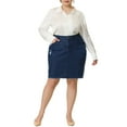 thumbnail image 2 of Agnes Orinda Women's Plus Size Ripped Embroidered A Line Denim Jean Skirts, 2 of 6