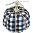 thumbnail image 5 of Northlight Buffalo Plaid Fall Harvest Pumpkin with Weathered Stem - 7.75" - Blue, 5 of 7