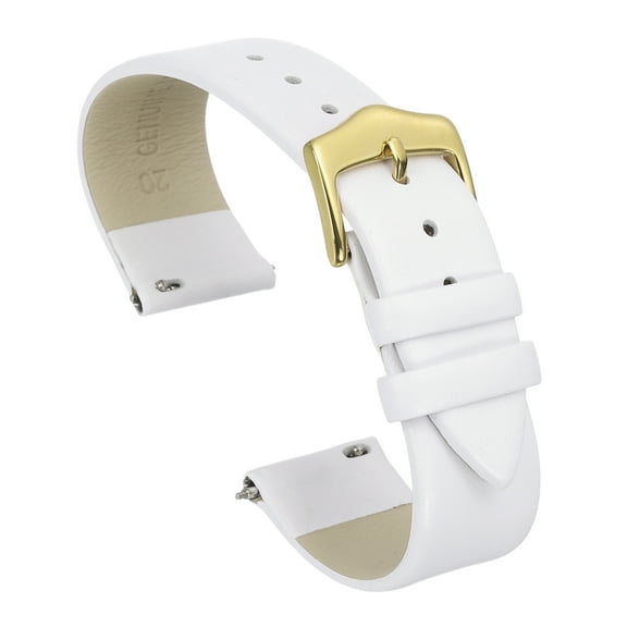 Uxcell 20mm White Genuine Leather Watch Bands with Gold Buckle for Men Women