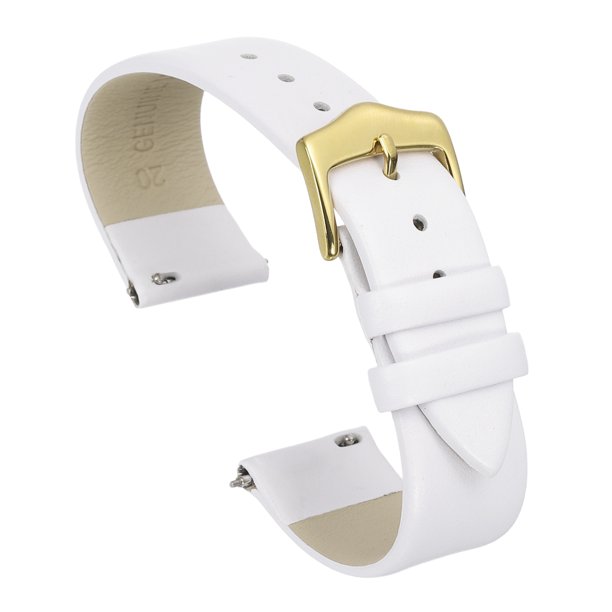 Correas de reloj de cuero genuino blancas de 20 mm con hebilla dorada para hombres y mujeres