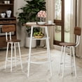 thumbnail image 2 of PAPROOS Bar Table Set for 2, Wood Tabletop and Chairs with Back, Small Dining Table for Kitchen Breakfast Nook Living Room Dinette,Brown+White, 2 of 7