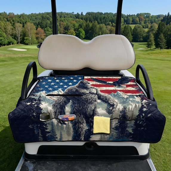 Pzuqiu Golf Cart Seat Cover, Compatible with Outdoor, Suitable for Club Car Portable, Sasquatch Eagle