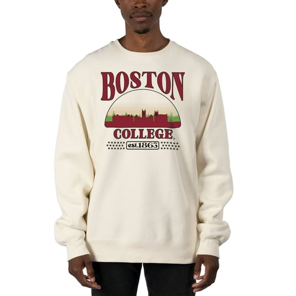 Men's Uscape Apparel Cream Boston College Eagles Premium Heavyweight Pullover Sweatshirt