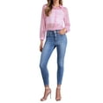 thumbnail image 2 of INSPIRE CHIC Women's Shirt Mesh Sheer Point Collar Long Sleeve Button Down Shirt S Light Pink, 2 of 6