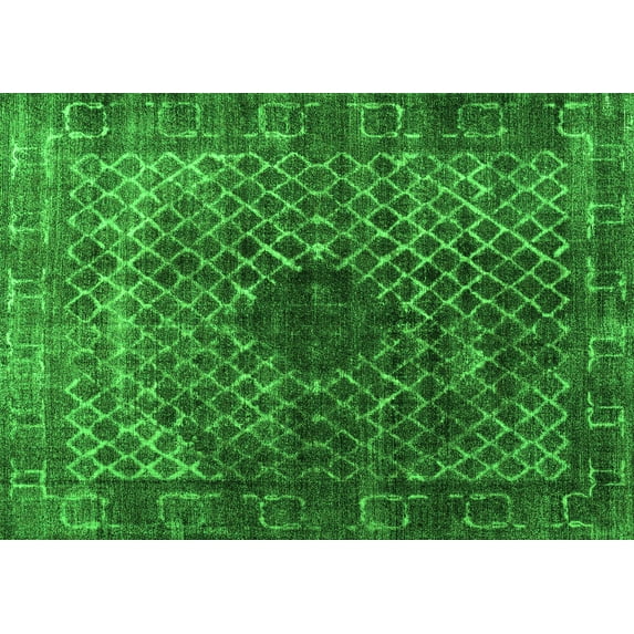 Ahgly Company Indoor Rectangle Abstract Green Contemporary Area Rugs, 5' x 7'