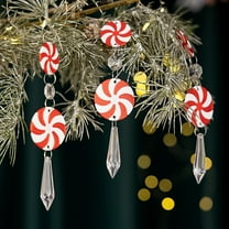Christmas Candy Ornaments | Peppermint Swirl Tree Decorations | Holiday Party Supplies | Red Green White | Festive Plastic Hangings | 3pcs | 6.29x1.57in
