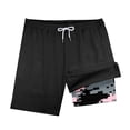 thumbnail image 2 of FAOWME Kids Boys Swim Trunks Drawstring Elastic Waist Solid Color Comfortable Breathable Beach Shorts With Liner For Summer Pool Party Water Activities,Black,5-6 Years, 2 of 4