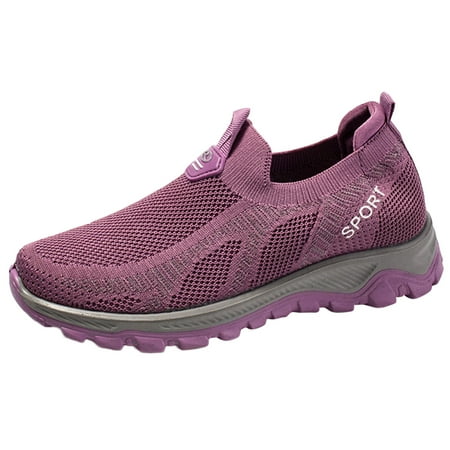 

fvwitlyh Womens Sneakers Slip On Breathe Mesh Walking Shoes Women Fashion Sneakers Comfort Wedge Platform Loafers
