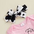 thumbnail image 6 of Cjfdfy Newborn Baby Girl Western Rodeo Outfit My First Rodeo Outfit Girl Romper Letter Bull Head Long Sleeve Romper Tassel Flare Pants And Bow Headband 3 Piece Fall Set, 6 of 9