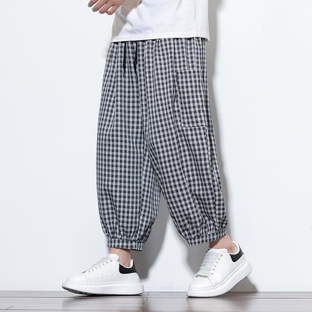 Yusimy Men's Casual Pants Straight Leg Solid Color Drawstring Elastic Waist Loose Fit Comfortable Versatile Urban Streetwear