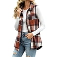 thumbnail image 7 of SuTry Women's Plaid Vest, Button Front Lapel Collar Sleeveless Jacket, Flannel Lined Casual Waistcoat with Pockets, Everyday Versatile Fall Winter Layering, 7 of 7