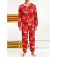 thumbnail image 2 of Couples Christmas Pajama Set Cute Print Hooded Zipper Rompers Loungewear Soft Sleepwear for Women Men Nightwear, 2 of 5