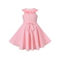thumbnail image 2 of Robe Fille à Volants Rose à Carreaux Boutons Sans Manches Col Rond 4 Ans, 2 of 6