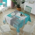 thumbnail image 4 of Square/Round Table Cloths 42x42inch, Teal Gray Geometric Party Tablecloth Cotton Linens Table Covers for Kitchen Dinning Wedding Decoration, Stain/Wrinkle Resistant, Abstract Texture, 4 of 5