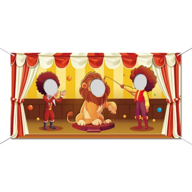Fondo de fotografía para fiesta de carnaval de circo, decoración para fiesta de circo de carnaval, pancarta para puerta con foto de circo de animales, fondo para fotografía con temática de circo