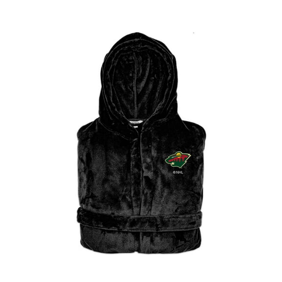 Unisex ISlide Black Minnesota Wild Phantom Hooded Bathrobe